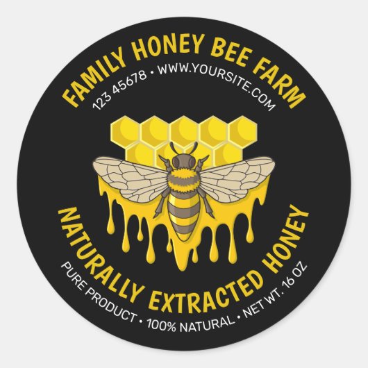 蜂の巣蜂蜜ラベル ラウンドシール (正面)