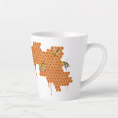 蜂の巣蜂蜜、蜂蜜を滴らせるハニカムのミツバチ カフェラテマグ (右)