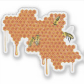 蜂の巣蜂蜜、蜂蜜を滴らせるハニカムのミツバチ シール (正面)