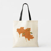 蜂の巣蜂蜜、蜂蜜を滴らせるハニカムのミツバチ トートバッグ (裏面)