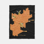 蜂の巣蜂蜜、蜂蜜を滴らせるハニカムのミツバチ フリースブランケット (正面)