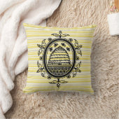 蜂の巣黄色と灰色の幾何学的 クッション (ブランケット)