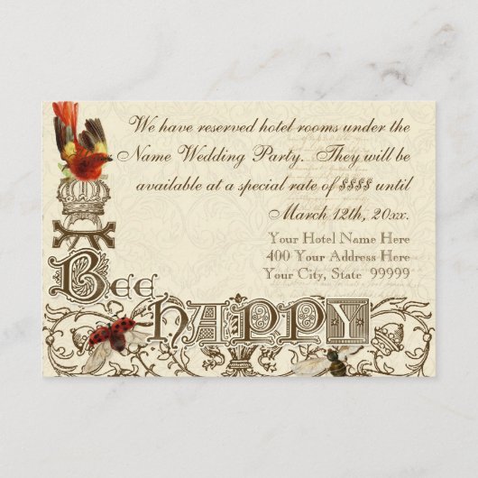 蜂の幸せなヴィンテージ-ホテル情報カード エンクロージャーカード (裏面)