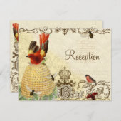 蜂の幸せなヴィンテージ-披露宴の招待状 エンクロージャーカード (正面/裏面)