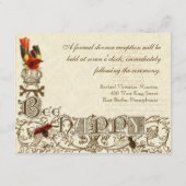 蜂の幸せなヴィンテージ-披露宴の招待状 エンクロージャーカード (裏面)