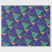 蜂の幸せな休日のクリスマスのコラージュの青 ラッピングペーパー (フラット)