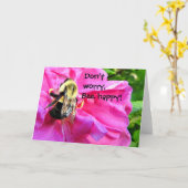 、蜂の幸せな挨拶状、ブランク中心配しないで下さい カード (黄色い花)