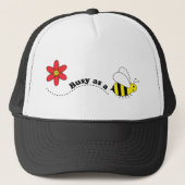 蜂の幸せな蜂および花の漫画として忙しい キャップ (正面)