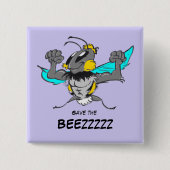 蜂の強いのまわりにの漫画ボタンを救って下さい 缶バッジ (正面)
