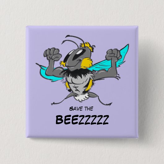 蜂の強いのまわりにの漫画ボタンを救って下さい 缶バッジ (正面)