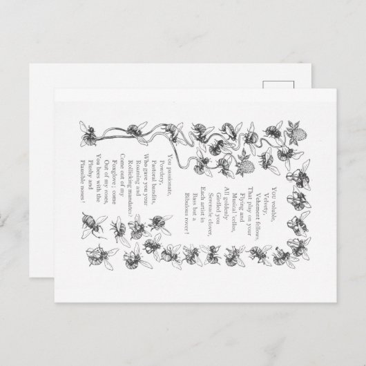 蜂の愛 – ヴィンテージのイメージと詩 ポストカード (正面/裏面)