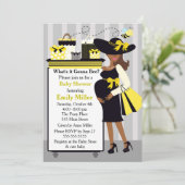 蜂の招待状のベビーシャワーの性は妊娠した明らかにします 招待状 (スタンド正面)