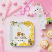 蜂の日イエローハニービー最初の女の子の誕生日パーティー ペーパープレート (パーティー)