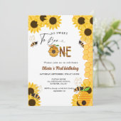 蜂の日イエローハニービー最初の女の子の誕生日パーティー 招待状 (スタンド正面)