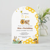 蜂の日イエローハニービー最初の女の子の誕生日パーティー 招待状 (スタンド正面)