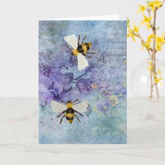 蜂の母の日とエフェラ カード (黄色い花)