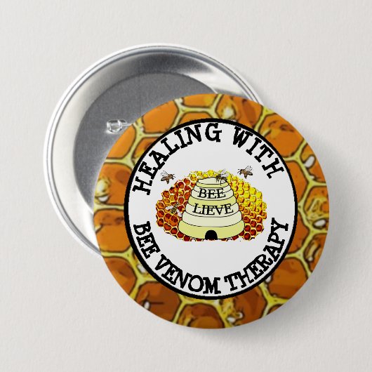 蜂の毒液のセラピーボタンによって治療 缶バッジ (正面&裏面)