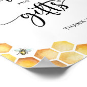 蜂の水色のカードとギフトのサイン ポスター (角)