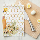 蜂の種類の蜂蜜ポット キッチンタオル (四つ折り)