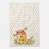 蜂の種類の蜂蜜ポット キッチンタオル (縦)