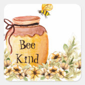 蜂の種類の蜂蜜ポット スクエアシール (正面)