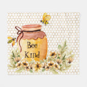 蜂の種類の蜂蜜ポット フリースブランケット (正面(横))