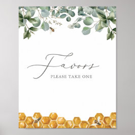 蜂の緑の赤ちゃんシャワーの好意サイン ポスター