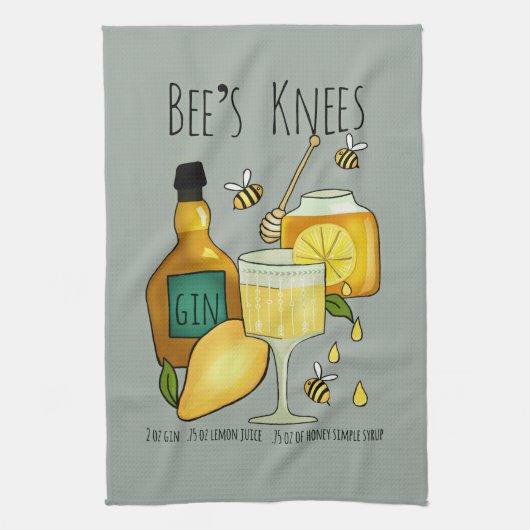蜂の膝のカクテル キッチンタオル (縦)