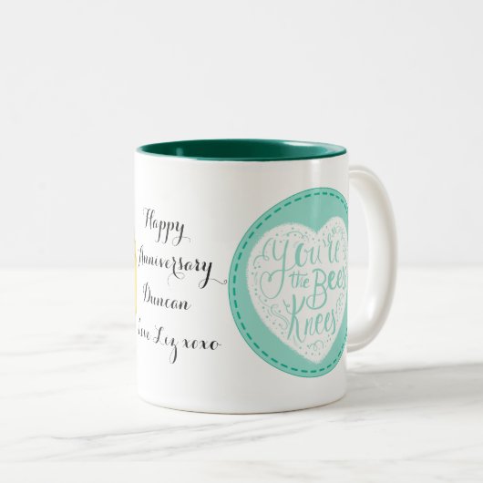 蜂の膝、バレンタイン、記念日、お母さんのマグ ツートーンマグカップ (正面右)