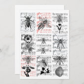 蜂の花シート音楽ノートコラージュアート サンキューカード (正面/裏面)