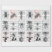 蜂の花シート音楽ノートコラージュアート ラッピングペーパー (フラット)