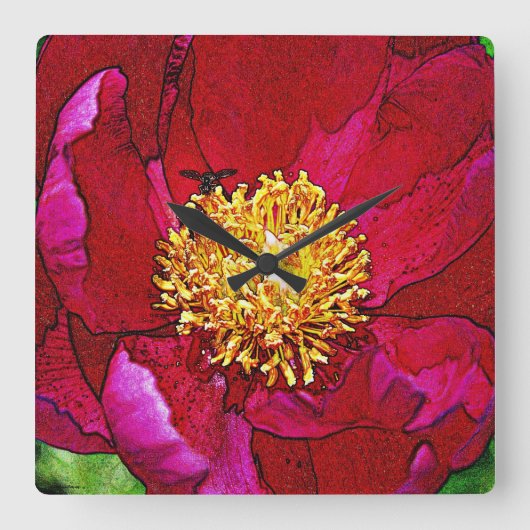 蜂の花時計 スクエア壁時計 (正面)