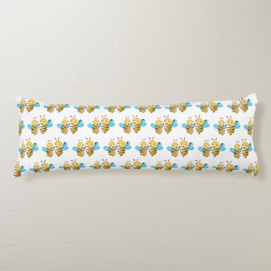 蜂の蜂の嬉しく幸せな微笑は漫画の文字をブンブンいう音 ボディピロー (正面)