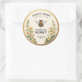 蜂の蜂蜜の瓶ステッカーラベルヴィンテージ白い花 ラウンドシール (バッグ)