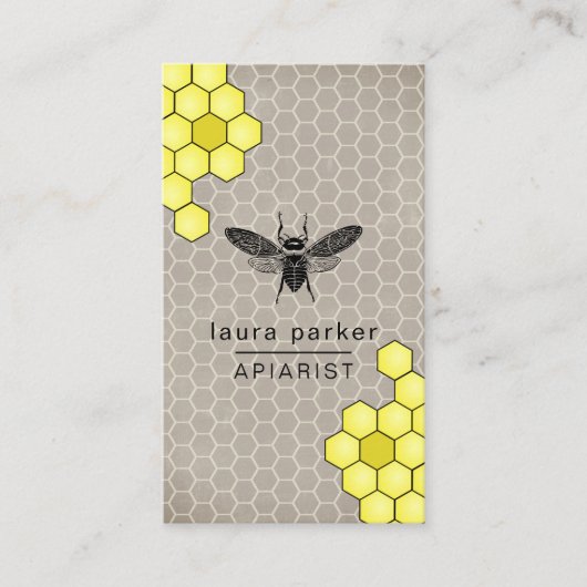 蜂の蜂蜜の販売人のApiaristの素朴なブラウンの六角形 名刺 (正面)