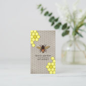 蜂の蜂蜜の販売人のApiaristの素朴なブラウンの六角形 名刺 (スタンド正面)