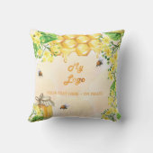 蜂の蜂蜜の黄色の花のビジネスのロゴ クッション (裏面)