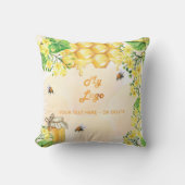 蜂の蜂蜜の黄色の花のビジネスのロゴ クッション (正面)