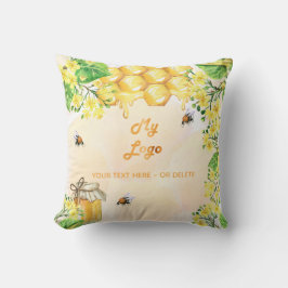 蜂の蜂蜜の黄色の花のビジネスのロゴ クッション