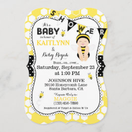 蜂の蜜蜂の巣の水玉模様のプリントのベビーシャワーの招待 招待状