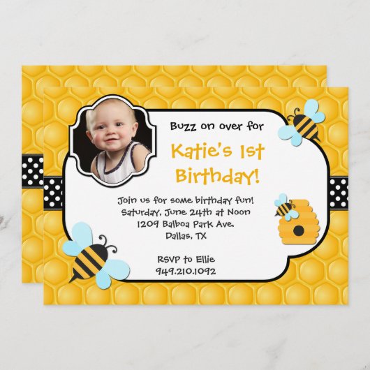 蜂の誕生会 招待状 (正面/裏面)