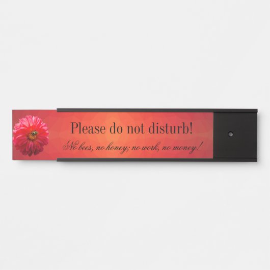 蜂の赤いダリアの机のぶら下がったなドアの壁の名札 サインプレート (正面)