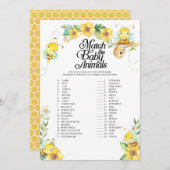 蜂の赤ちゃんシャワーと赤ちゃん動物のゲーム 招待状 (正面/裏面)