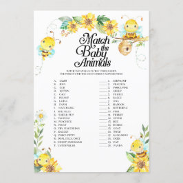 蜂の赤ちゃんシャワーと赤ちゃん動物のゲーム 招待状