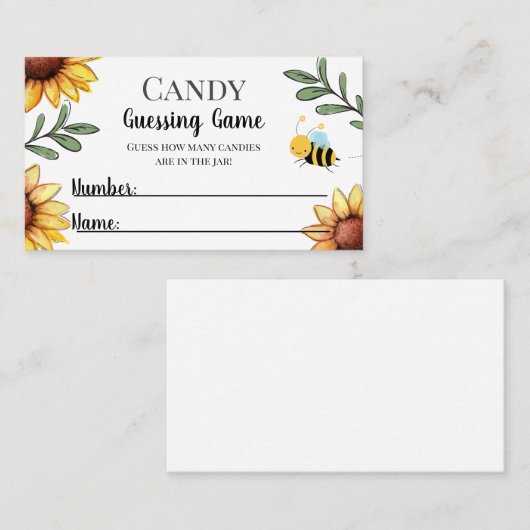 蜂の赤ちゃんシャワーキャンディ推測ゲーム 名刺 (正面/裏面)