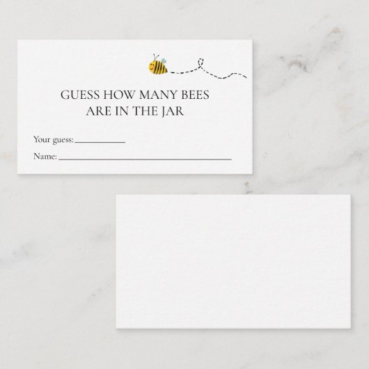 蜂の赤ちゃんシャワーゲームカードの数 エンクロージャーカード (正面/裏面)