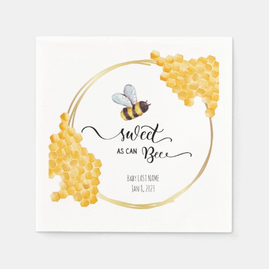 蜂の赤ちゃんシャワーナプキン スタンダードカクテルナプキン (正面)