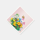 蜂の赤ちゃんシャワーピンクフローラおしゃけ スタンダードカクテルナプキン (角)
