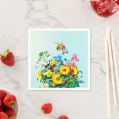 蜂の赤ちゃんシャワーブルーフローラルおしゃぶり スタンダードカクテルナプキン (インサイチュ)