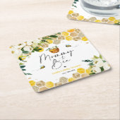 蜂の赤ちゃんシャワーママへビー男女兼用デコール スクエアペーパーコースター (アングル)